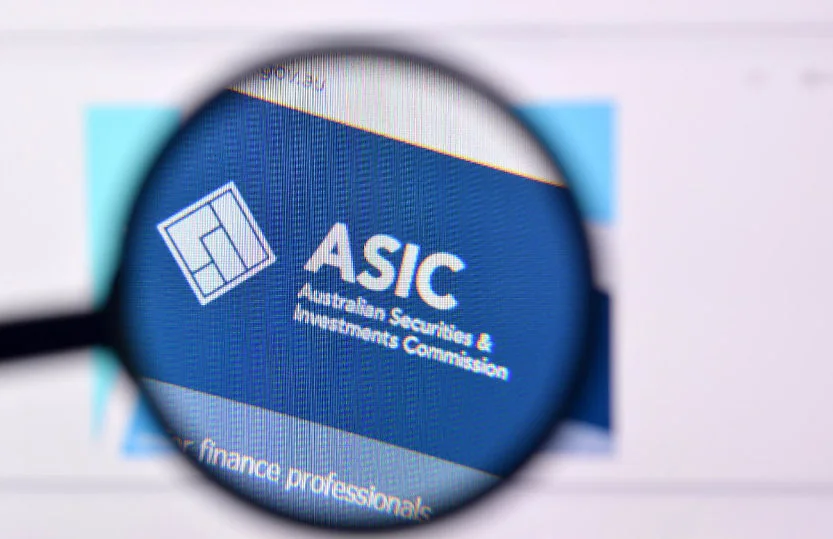 ASIC logo with cybersecurity warning symbol representing regulatory penalties