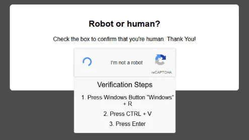 Fake browser error message showing ClickFix social engineering attack
