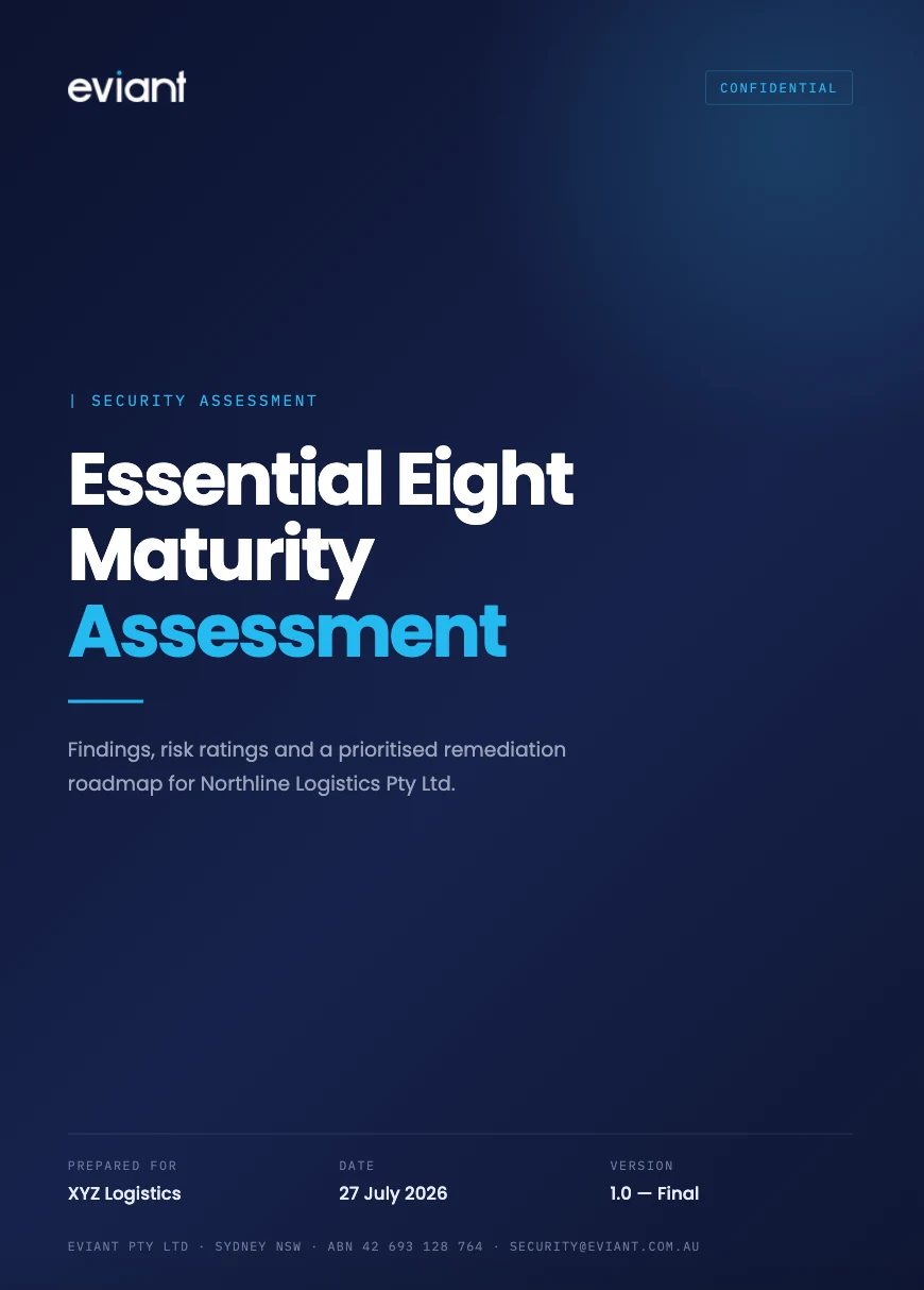 Eviant Essential Eight Maturity Assessment report cover